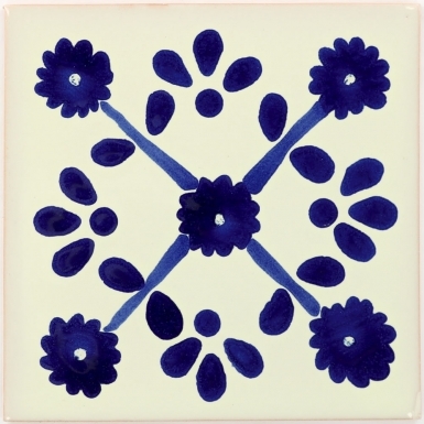 Blue Marguerite Talavera Mexican Tile