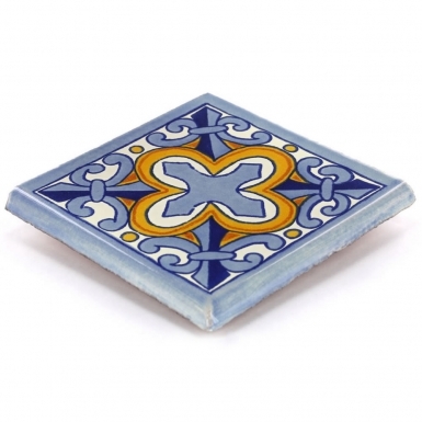 4.25" x 4.25" Double Surface Bullnose: Escudo - Talavera Mexican Tile