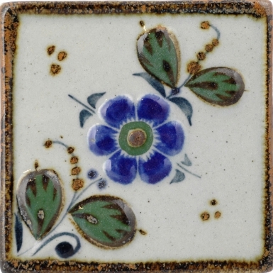 Flower With Leaves Tenampa Stoneware Tile
