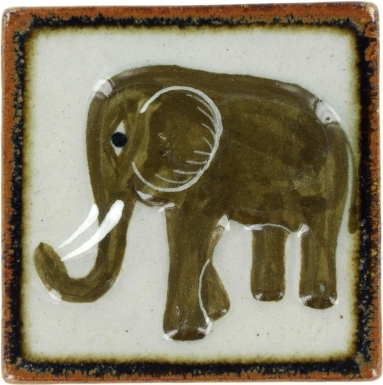 Elephant Tenampa Stoneware Tile