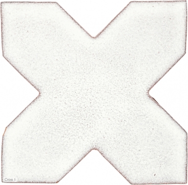4.25" x 4.25" Ivory Gloss Cross 1 - Tierra High Fired Glazed Field Tile
