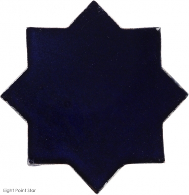 4.25" x 4.25" Navy Blue Gloss Eight Point Star Mudejar - Tierra High Fired Glazed Filed Tile