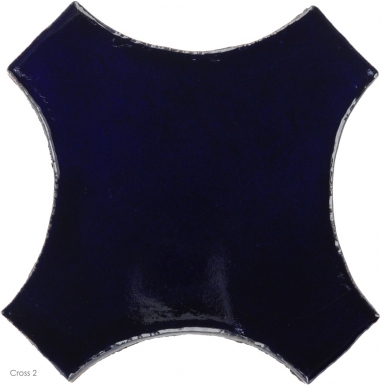 6.5" x 6.5" Navy Blue Gloss Cross 2 - Tierra High Fired Glazed Field Tile