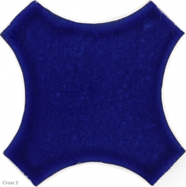 6.5" x 6.5" Sapphire Blue Gloss Cross 2 - Tierra High Fired Glazed Field Tile