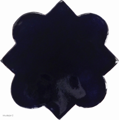 4.625" x 4.625" Navy Blue Gloss Mudejar 2 - Tierra High Fired Glazed Field Tile
