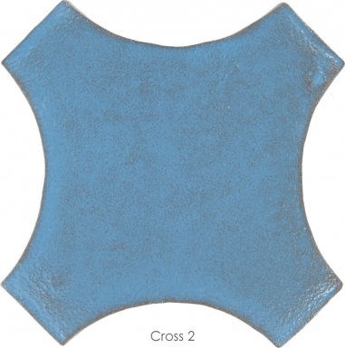 6.5" x 6.5" Turquoise Gloss Cross 2 - Tierra High Fired Glazed Field Tile
