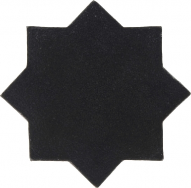 4.25" x 4.25" Slate Black Low-Luster Eight Point Star Mudejar - Tierra High Fired Glazed Field Tile
