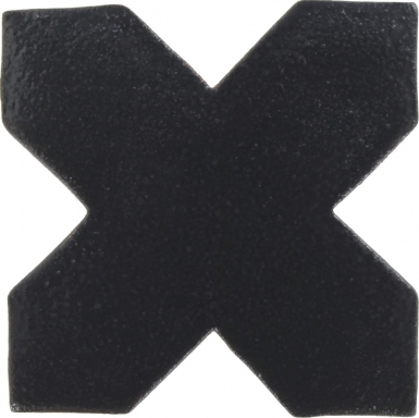 4.25" x 4.25" Slate Black Low-Luster Cross 1 - Tierra High Fired Glazed Field Tile