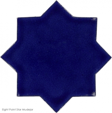 4.25" x 4.25" Sapphire Blue Gloss Eight Point Star Mudejar - Tierra High Fired Glazed Field Tile