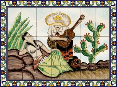 La Ranchera y El Musico Ceramic Tile Mural