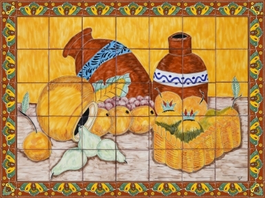 Cantaros y Frutas Ceramic Tile Mural