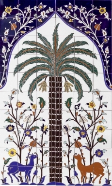 Large Persian Palm Tree Santa Barbara Tile Mural