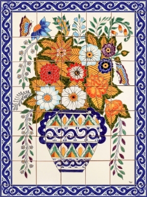 Vase and Flowers Ceramic Tile Mural