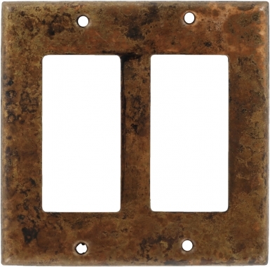 Natural Double GFI Rocker - Copper Switchplate