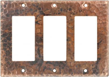 Natural Triple GFI Rocker - Copper Switchplate