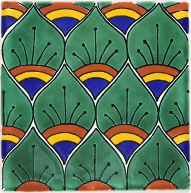 Green Peacock Feathers Terra Nova Mediterraneo Ceramic Tile