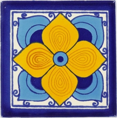 Turquoise Flor Sevillana Talavera Mexican Tile