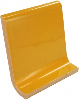 4.25" x 4.25" Cove Base Round Top: Tangerine Yellow - Talavera Mexican Tile