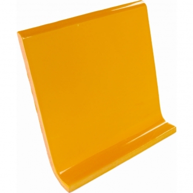 6" x 6.125" Cove Base Round Top: Tangerine Yellow - Talavera Mexican Tile