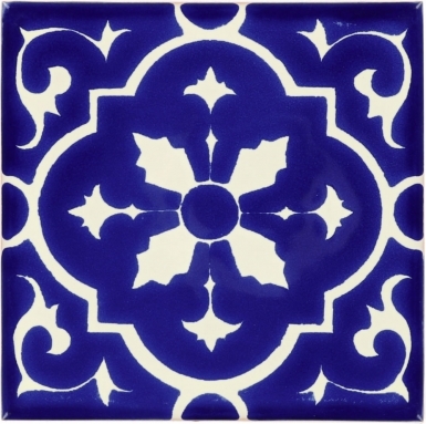 Amria White & Blue Talavera Mexican Tile