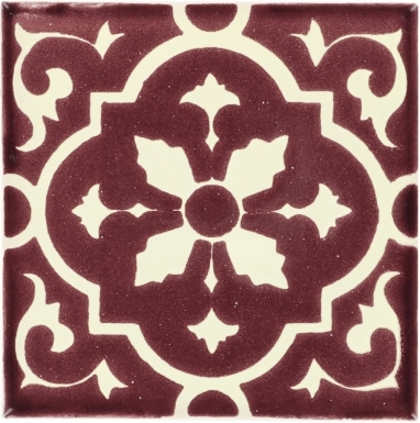 Amria White & Maroon Talavera Mexican Tile