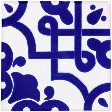 6" x 6" Mosaico Azul on Pure White - Sevilla Ceramic Floor Tile