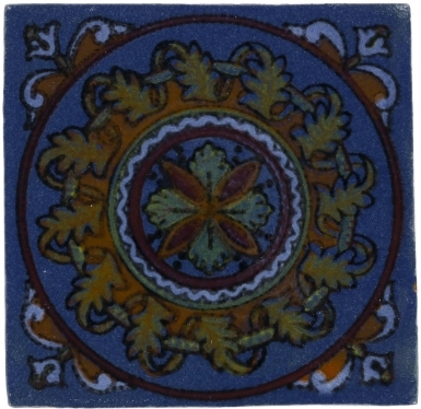 Blue Guirnaldas Handmade Siena Vetro Ceramic Tile