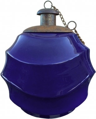 Waves Cobalt Blue Ceramic Table Torch with Copper Top