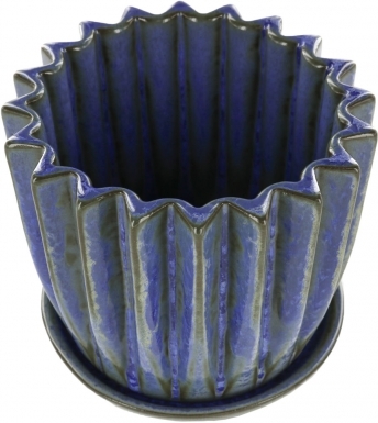 Washed Metallic Blue Gloss - Small Ceramic Planter