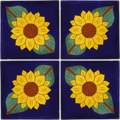 Set of 4 Individual Tiles 6" x 6" - Talavera Mexican Tile Set