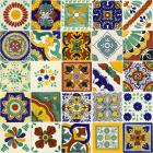 Set of 25 Individual Tiles 4.25 x 4.25 - Talavera Mexican Tile Set